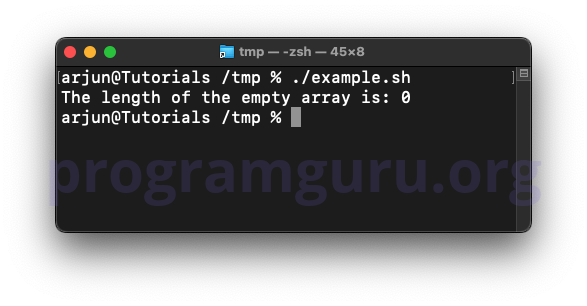 Find length of an empty array in Bash