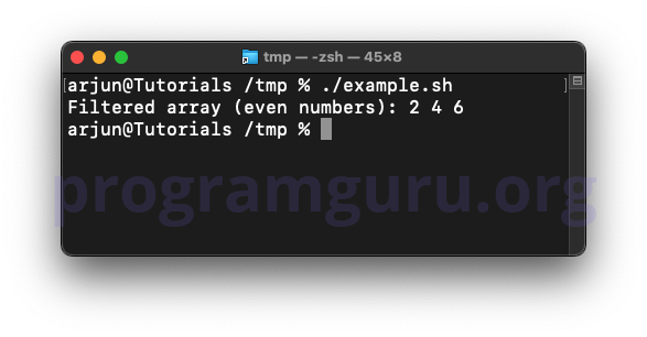 Filter array to extract even numbers in Bash