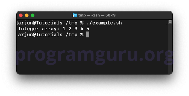 Create an integer array in Bash