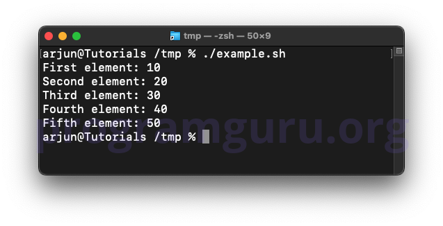 Access elements in an integer array in Bash