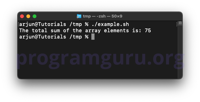 Sum elements of an integer array in Bash