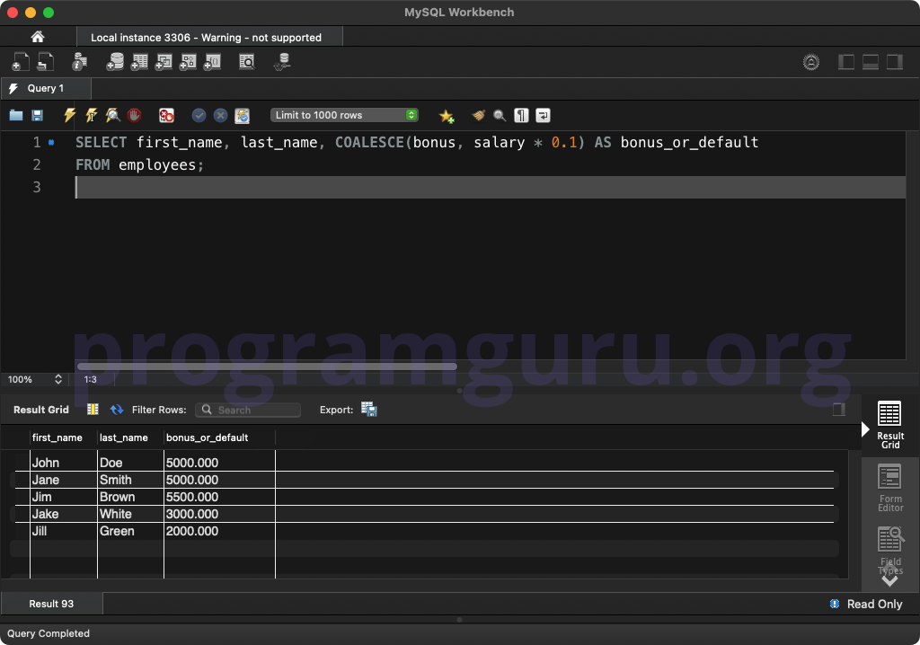 MySQL COALESCE WITH MULTIPLE COLUMNS