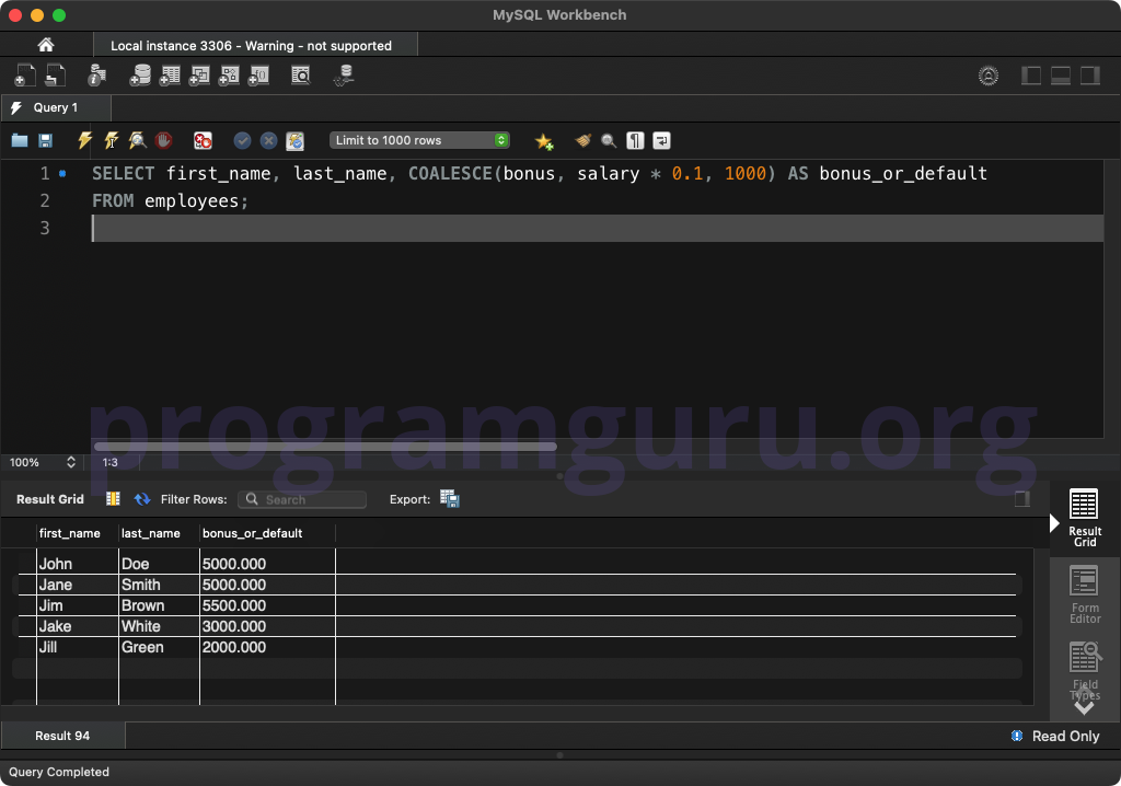 MySQL COALESCE WITH MULTIPLE EXPRESSIONS