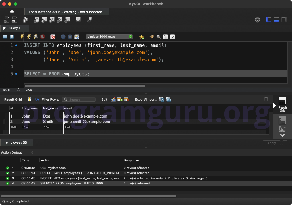 MySQL INSERT INTO TABLE