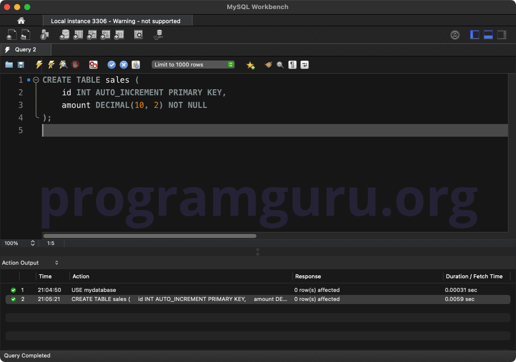 MySQL CREATE TABLE