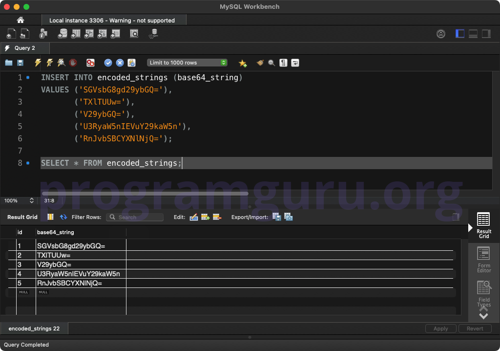 MySQL INSERT INTO TABLE