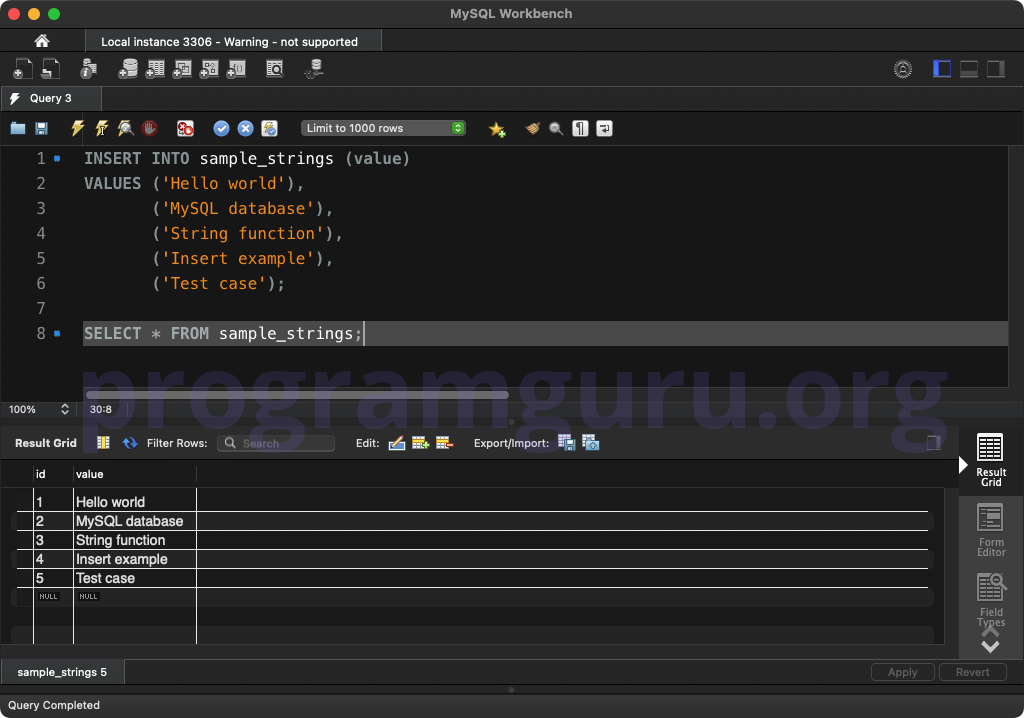 MySQL INSERT INTO TABLE