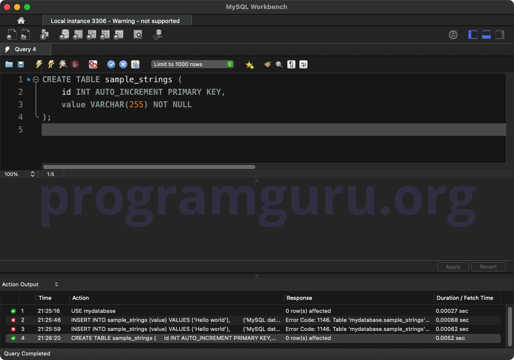 MySQL CREATE TABLE