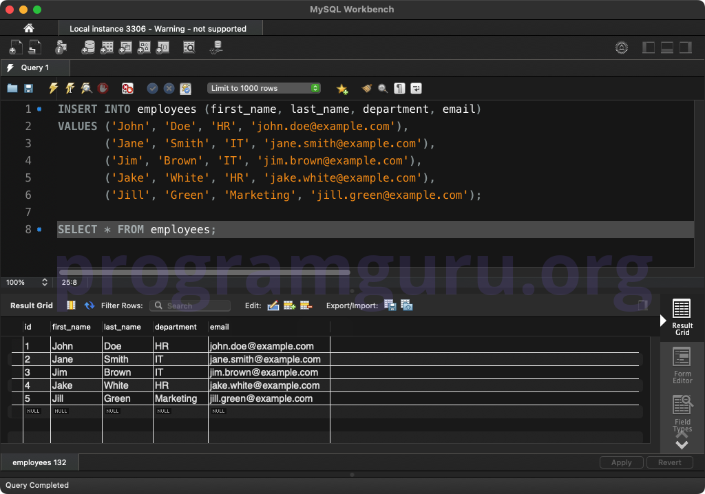 MySQL INSERT INTO TABLE