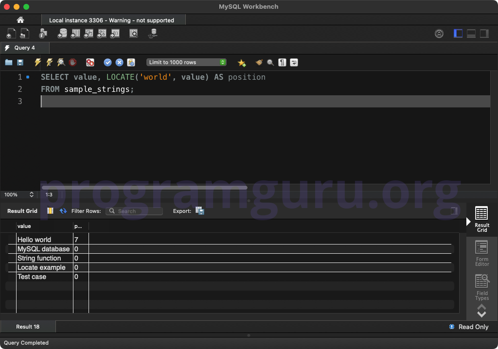 MySQL LOCATE() WITH WHERE CLAUSE