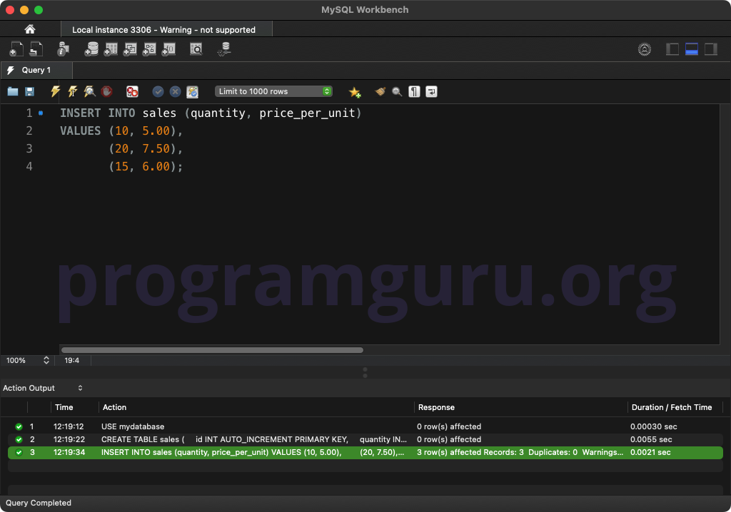 MySQL INSERT INTO TABLE