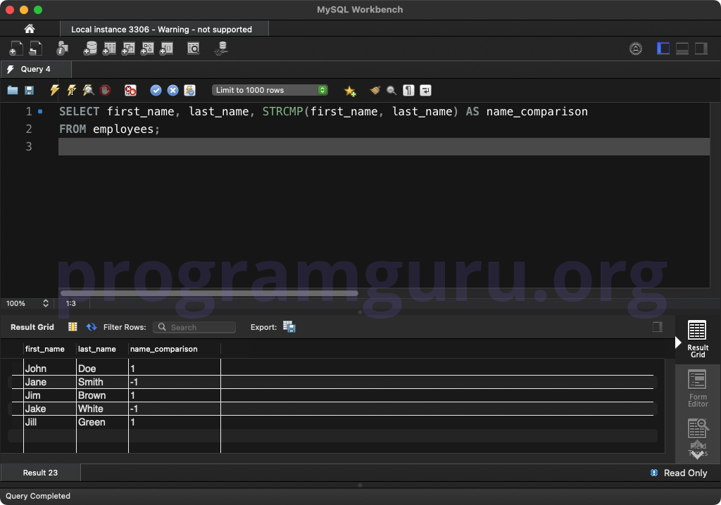 MySQL STRCMP() WITH MULTIPLE COLUMNS