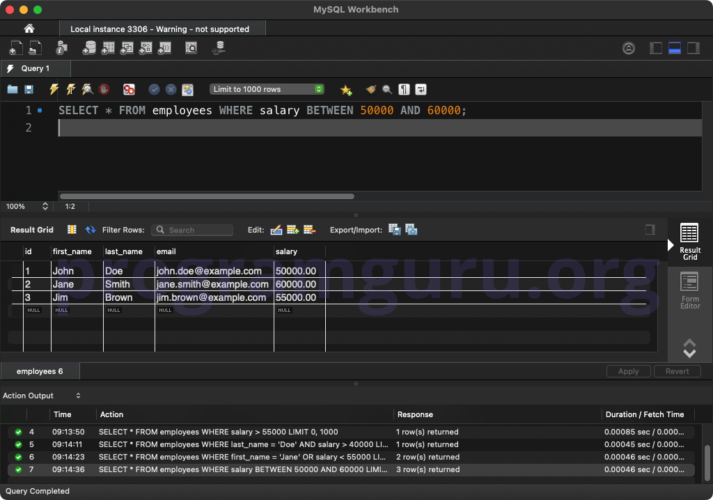 MySQL SELECT WITH BETWEEN OPERATOR