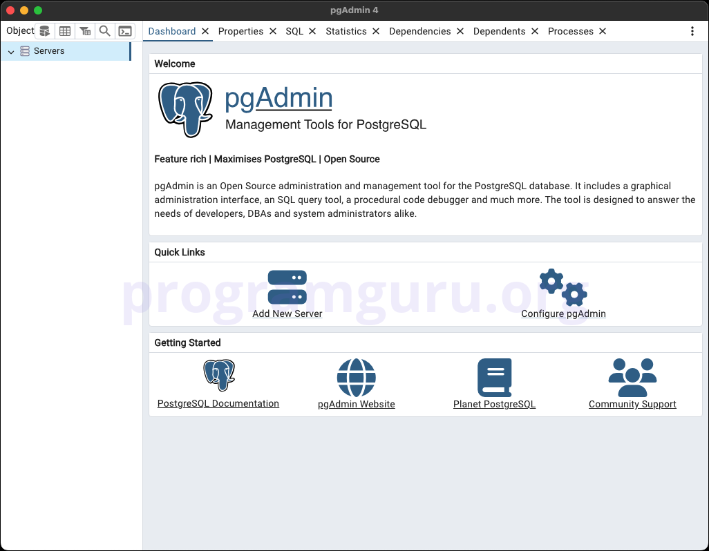 Step 1 - pgAdmin Add Server