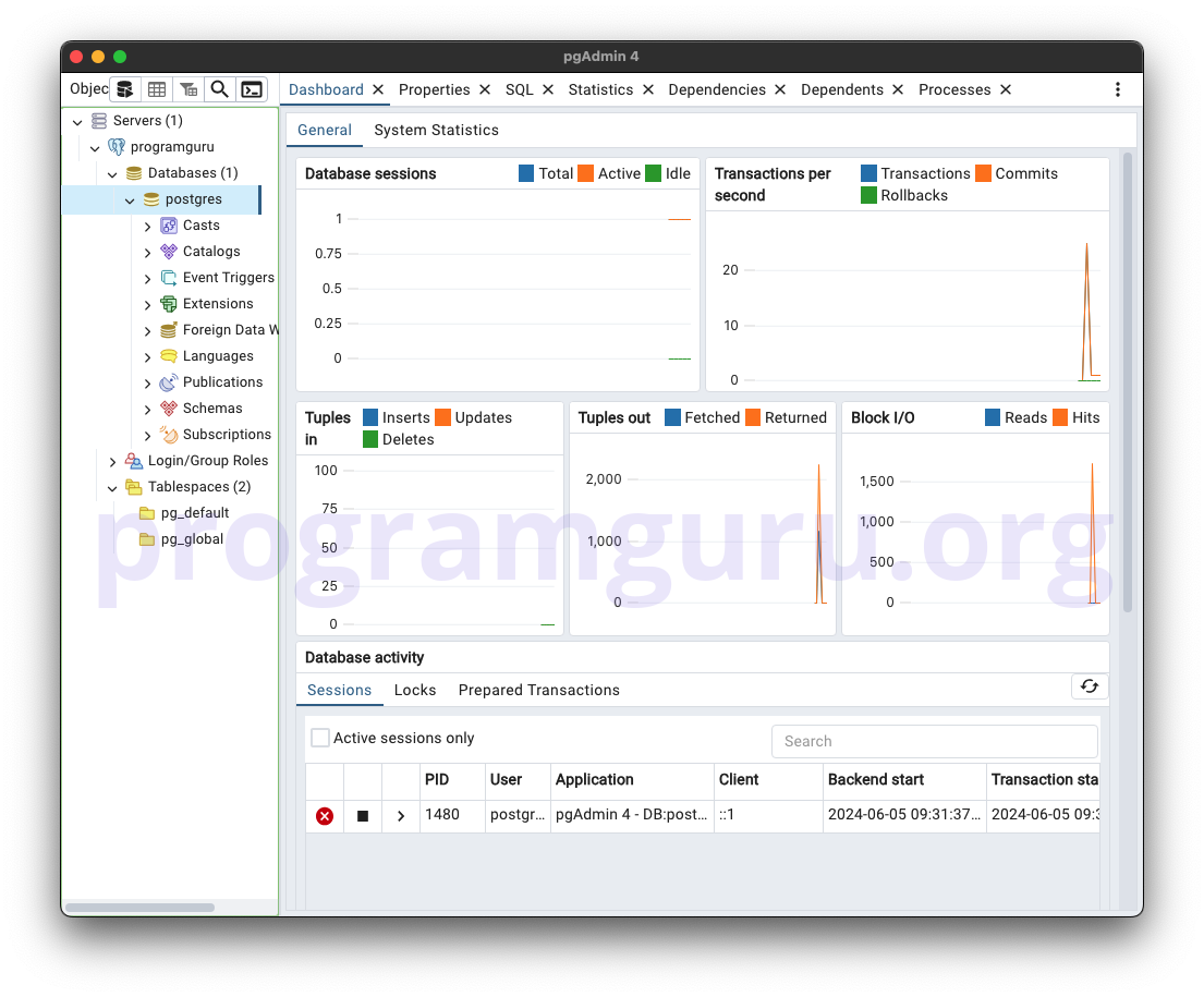 Step 1 - pgAdmin Open Query Tool for the Database