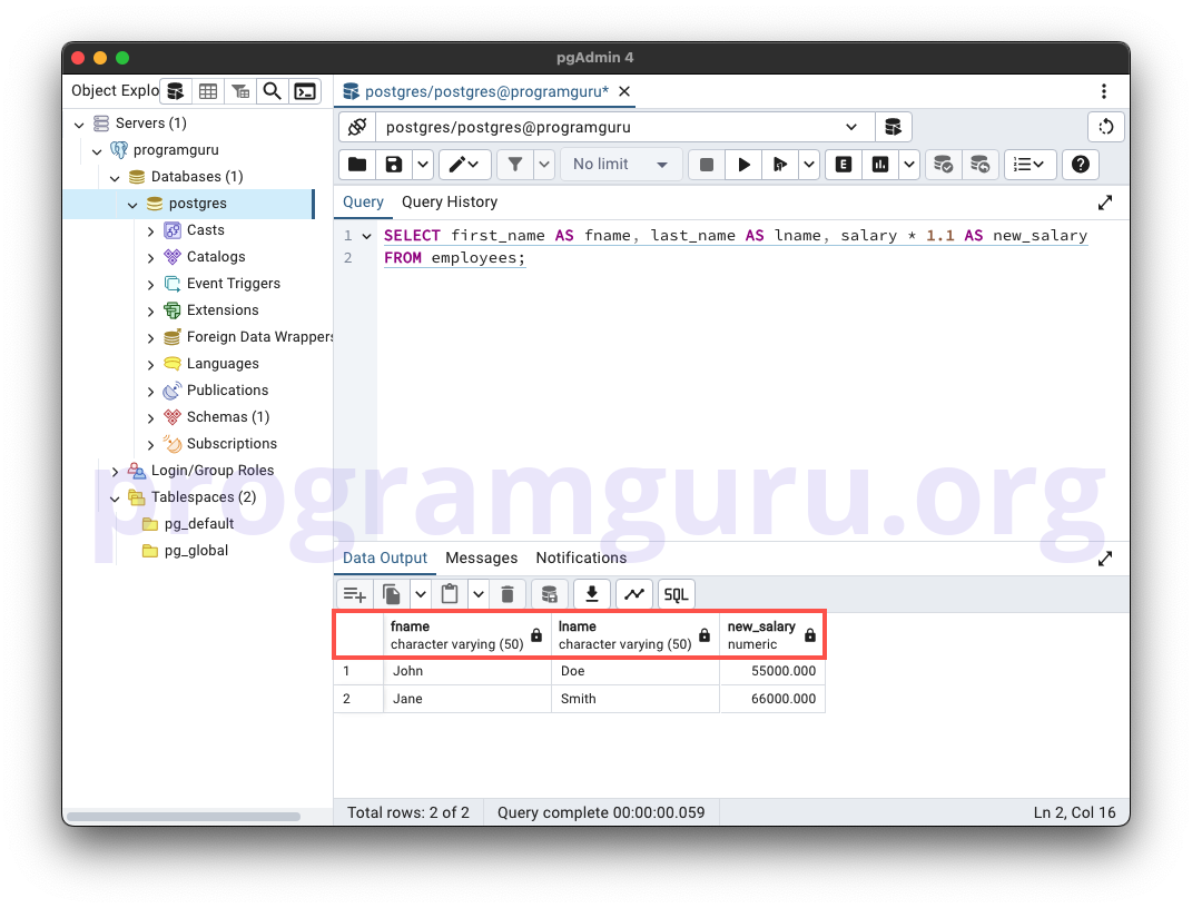 PostgreSQL Column Alias