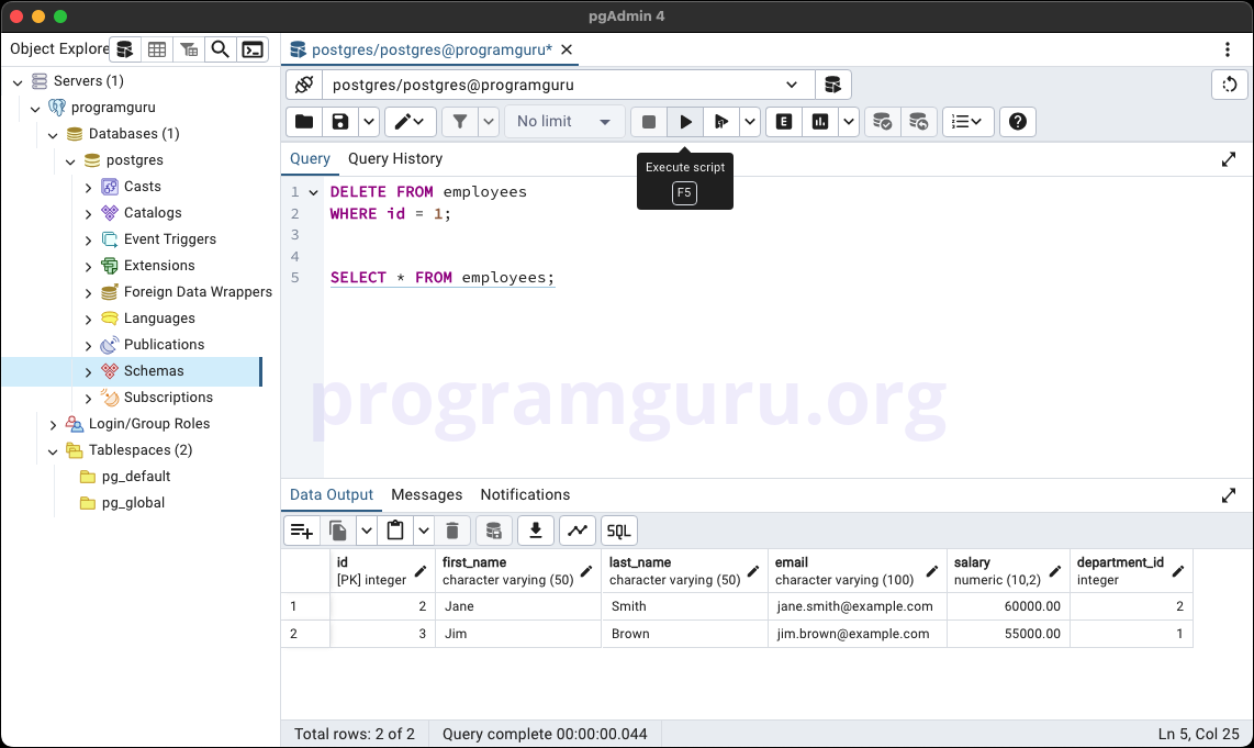 PostgreSQL DELETE