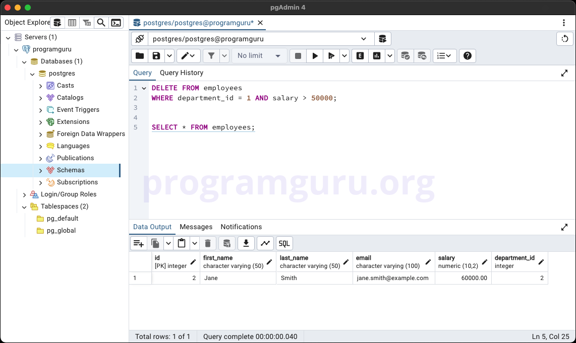 PostgreSQL DELETE