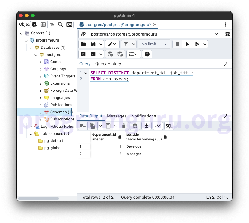 PostgreSQL DISTINCT