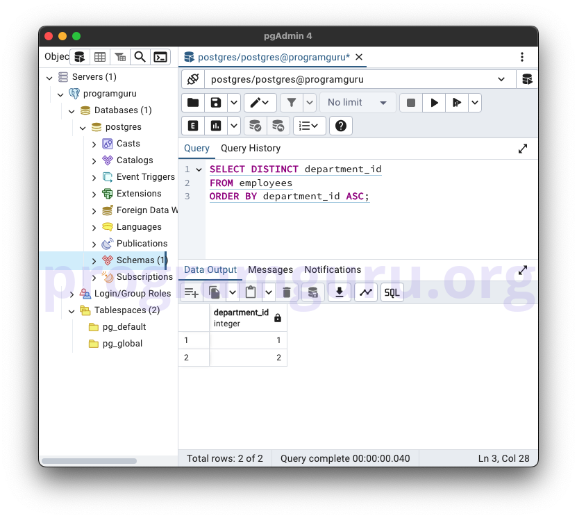 PostgreSQL DISTINCT