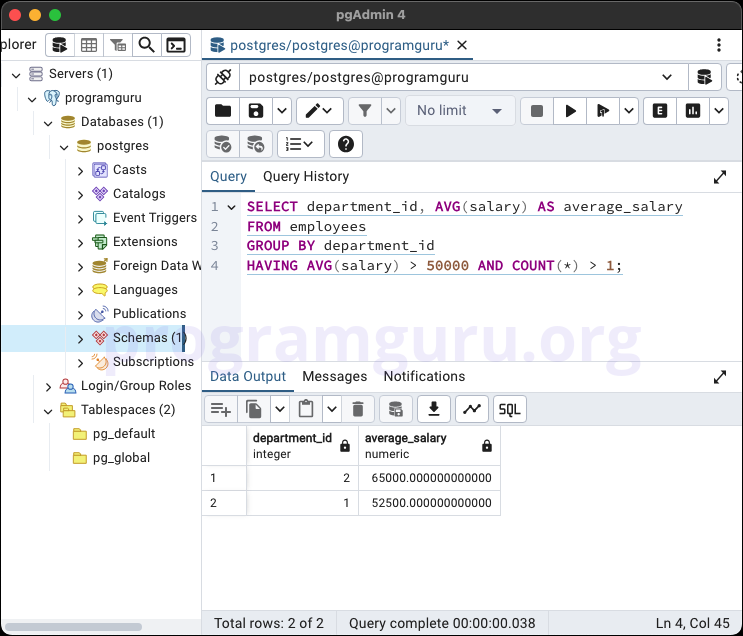 PostgreSQL HAVING