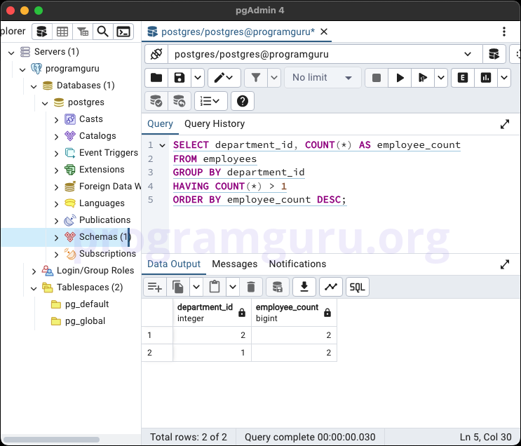 PostgreSQL HAVING