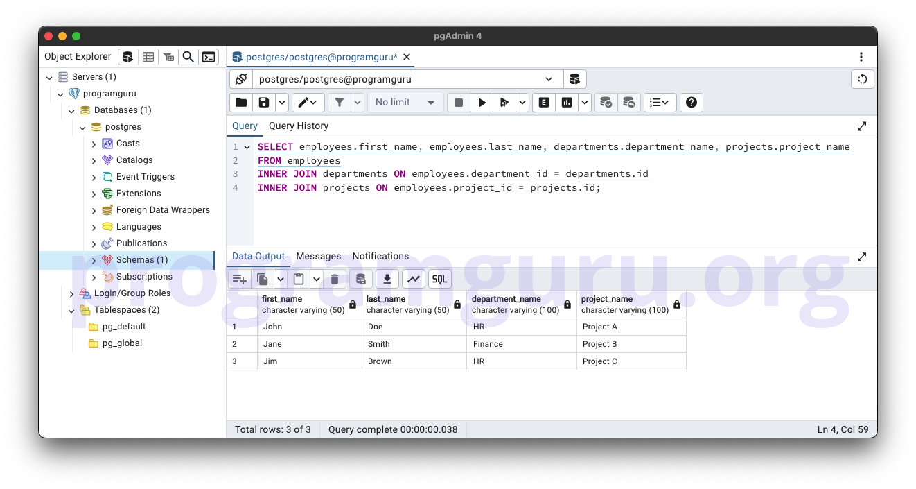 PostgreSQL INNER JOIN