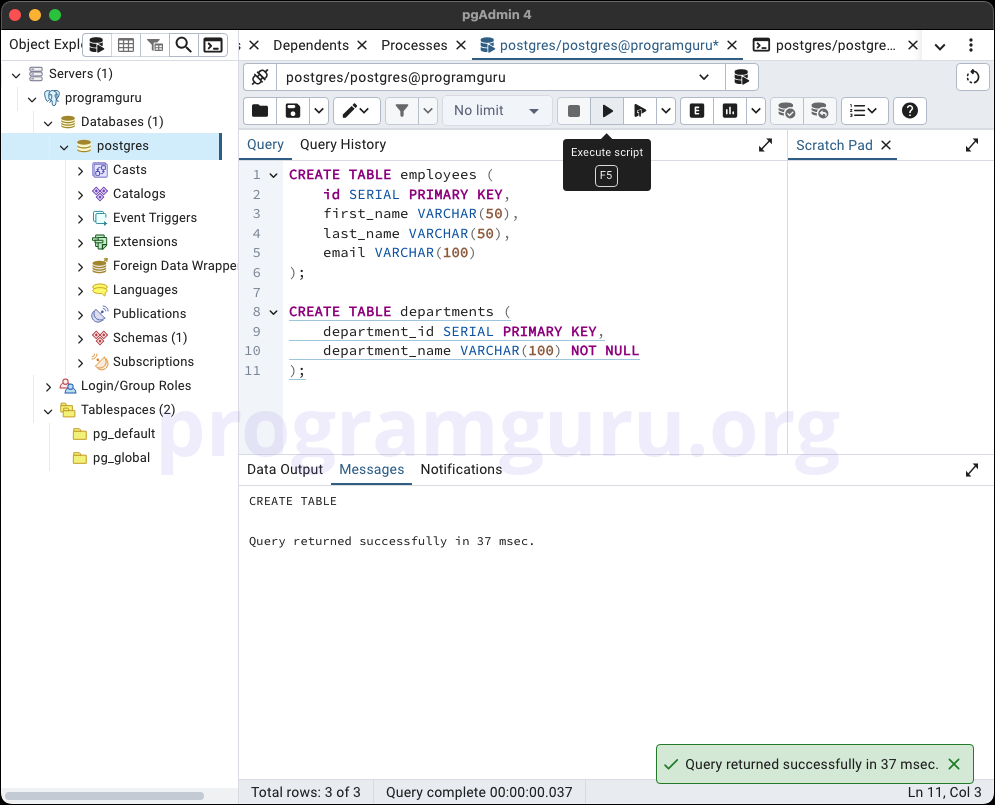 PostgreSQL Show Tables - Step 1