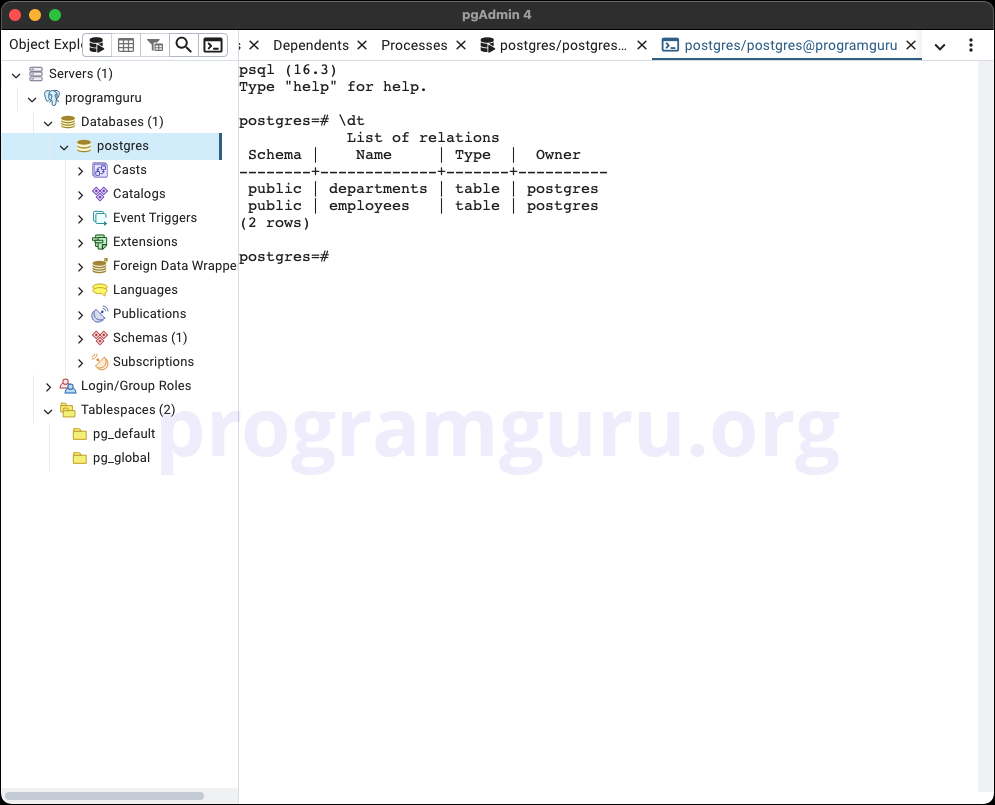 PostgreSQL Show Tables - Step 3