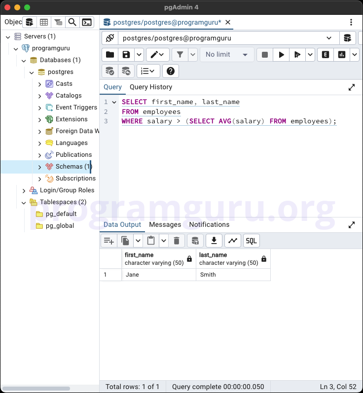 PostgreSQL Subquery