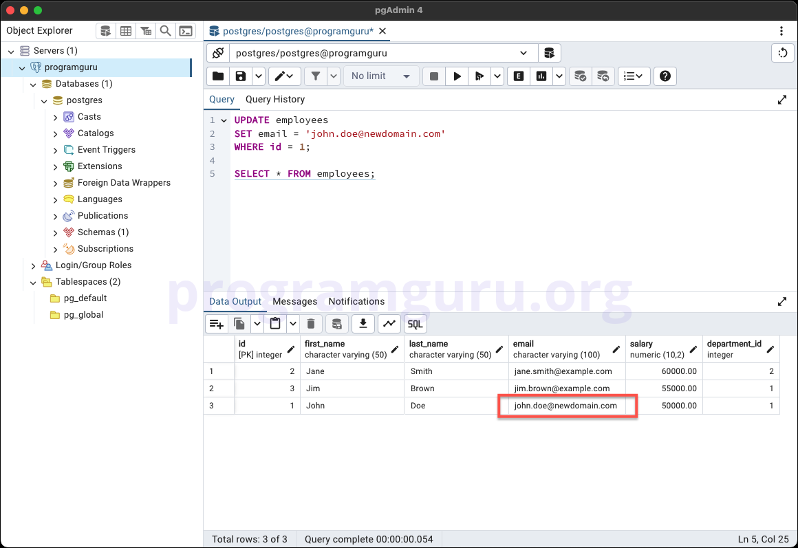 PostgreSQL UPDATE