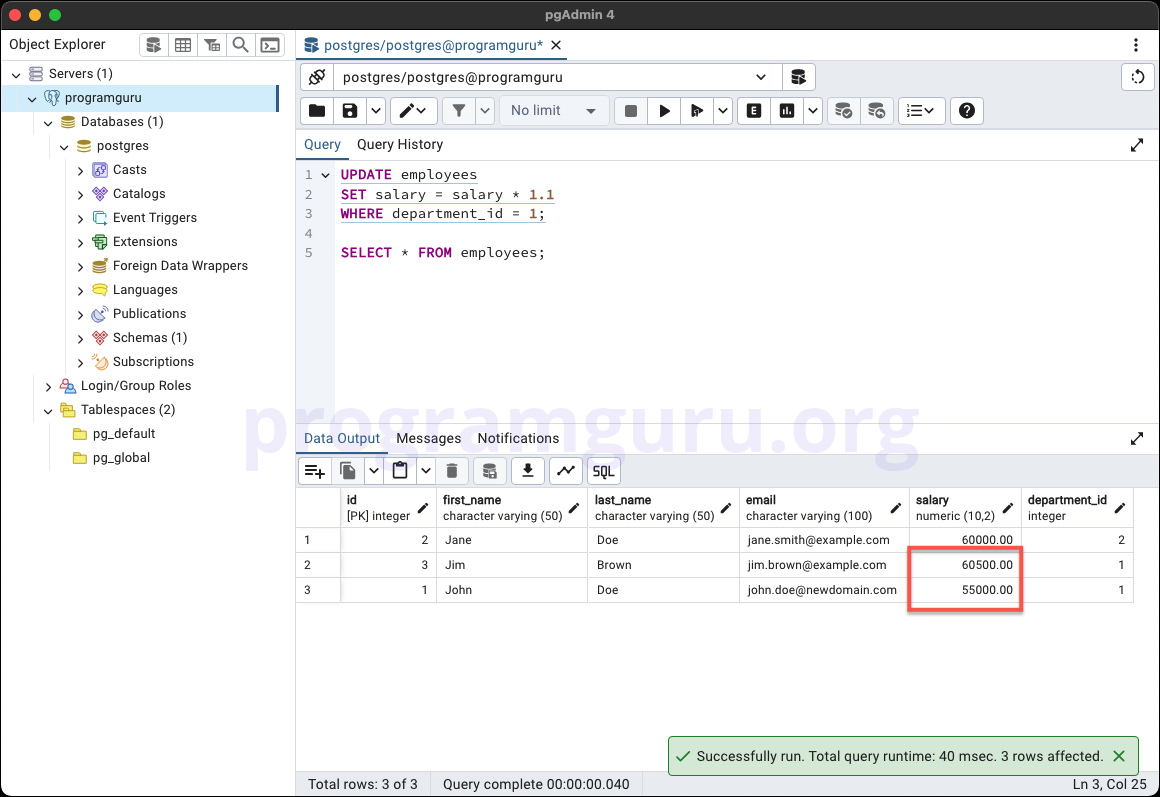 PostgreSQL UPDATE