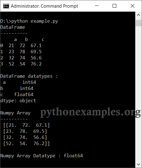 Convert Pandas DataFrame to NumPy Array