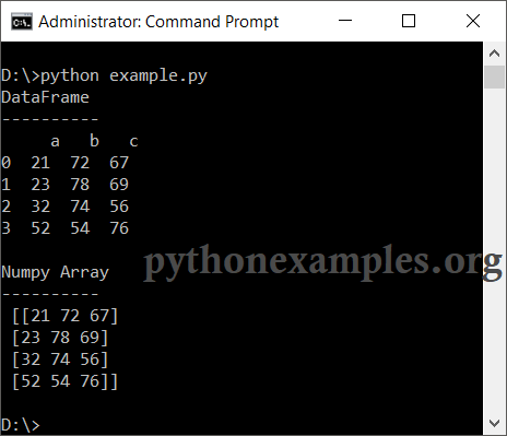 Convert Pandas DataFrame to NumPy Array