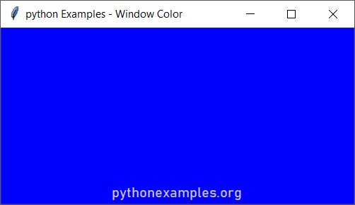 Python Tkinter Window Background Color