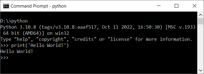 Python - Hello World - Shell Output