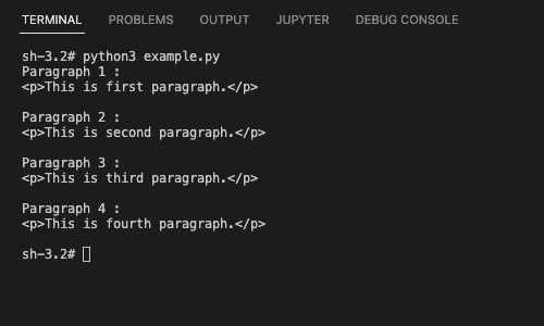 Selenium Python Example - Get all paragraphs in the document