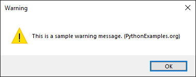 Tkinter messagebox.showwarning() in Windows OS