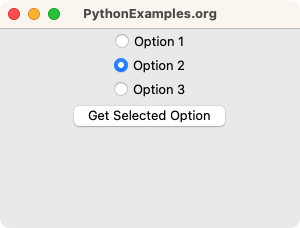 Tkinter Radiobutton - Get Selected Value - Step 2 - User selects an option