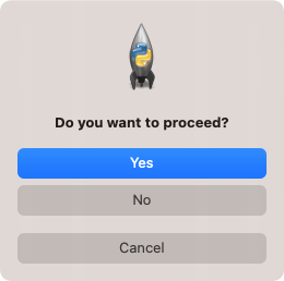 Tkinter messagebox – Ask Yes, No, or Cancel - MacOS - Example